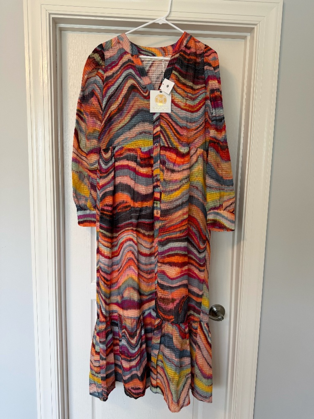 NWT, MARIE OLIVER hannon dress in Ammolite Stripe, Size 8